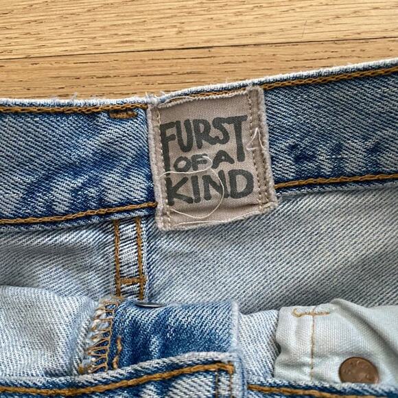 Furst Of A Kind - Distressed High Waist Shorts with White Zipper Side Panels - Picture 2 of 5